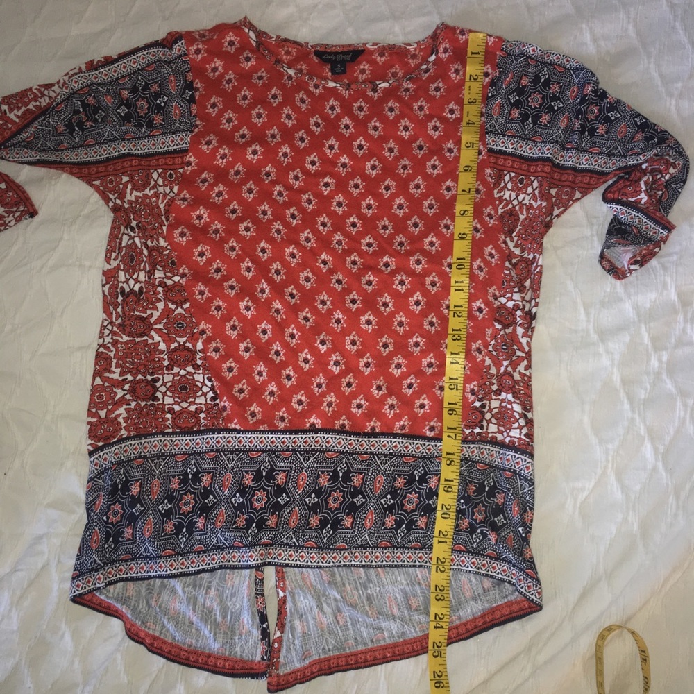 Lucky Brand Border Print Top S Red - Picture 8 of 8